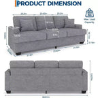 SunnyFurn Divano a Nuvola in Peluche da 218 cm, 3 Posti con Sedute Profonde, 2 Cuscini Rimovibili per Lo Schienale e Cuscini Decorativi per Soggiorno/Camera da Letto/Appartamenti