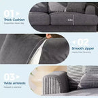 SunnyFurn Divano a Nuvola in Peluche da 218 cm, 3 Posti con Sedute Profonde, 2 Cuscini Rimovibili per Lo Schienale e Cuscini Decorativi per Soggiorno/Camera da Letto/Appartamenti