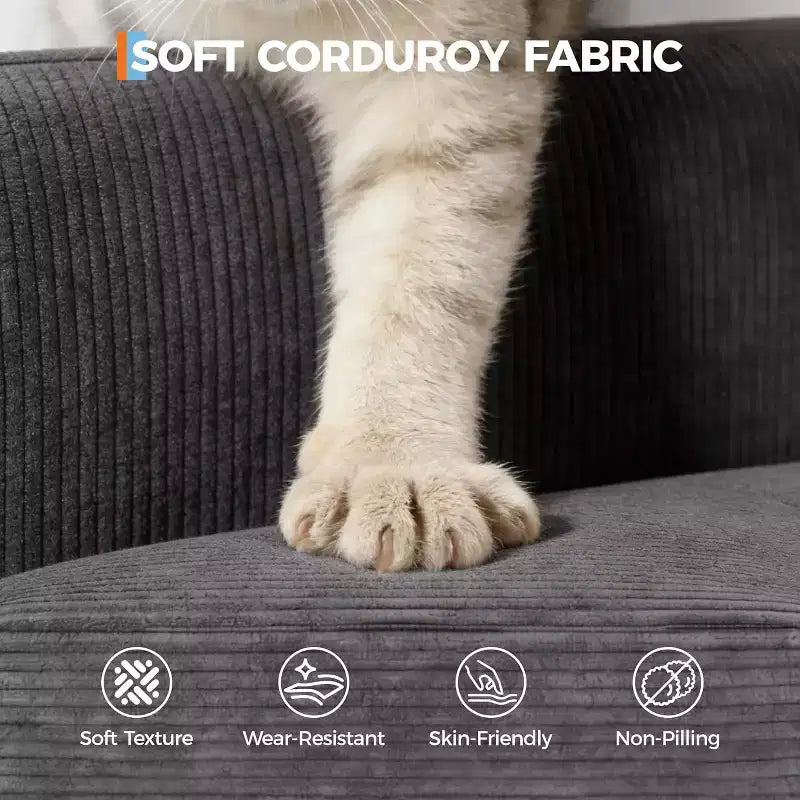 SunnyFurn Divano a Nuvola in Peluche da 218 cm, 3 Posti con Sedute Profonde, 2 Cuscini Rimovibili per Lo Schienale e Cuscini Decorativi per Soggiorno/Camera da Letto/Appartamenti