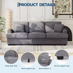 SunnyFurn Divano a Nuvola in Peluche da 218 cm, 3 Posti con Sedute Profonde, 2 Cuscini Rimovibili per Lo Schienale e Cuscini Decorativi per Soggiorno/Camera da Letto/Appartamenti