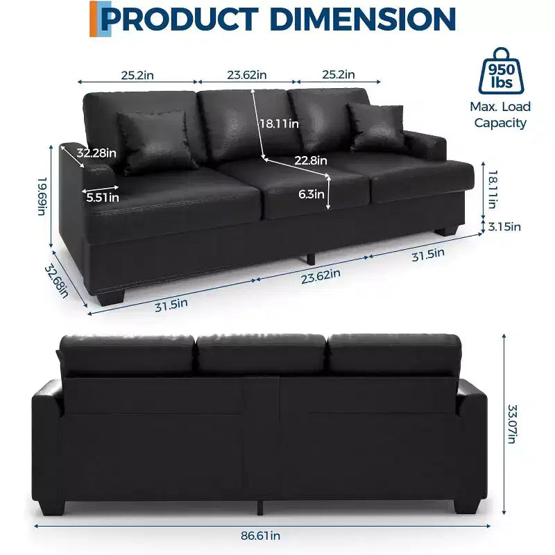 SunnyFurn Divano a Nuvola in Peluche da 218 cm, 3 Posti con Sedute Profonde, 2 Cuscini Rimovibili per Lo Schienale e Cuscini Decorativi per Soggiorno/Camera da Letto/Appartamenti