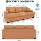 SunnyFurn Divano a Nuvola in Peluche da 218 cm, 3 Posti con Sedute Profonde, 2 Cuscini Rimovibili per Lo Schienale e Cuscini Decorativi per Soggiorno/Camera da Letto/Appartamenti