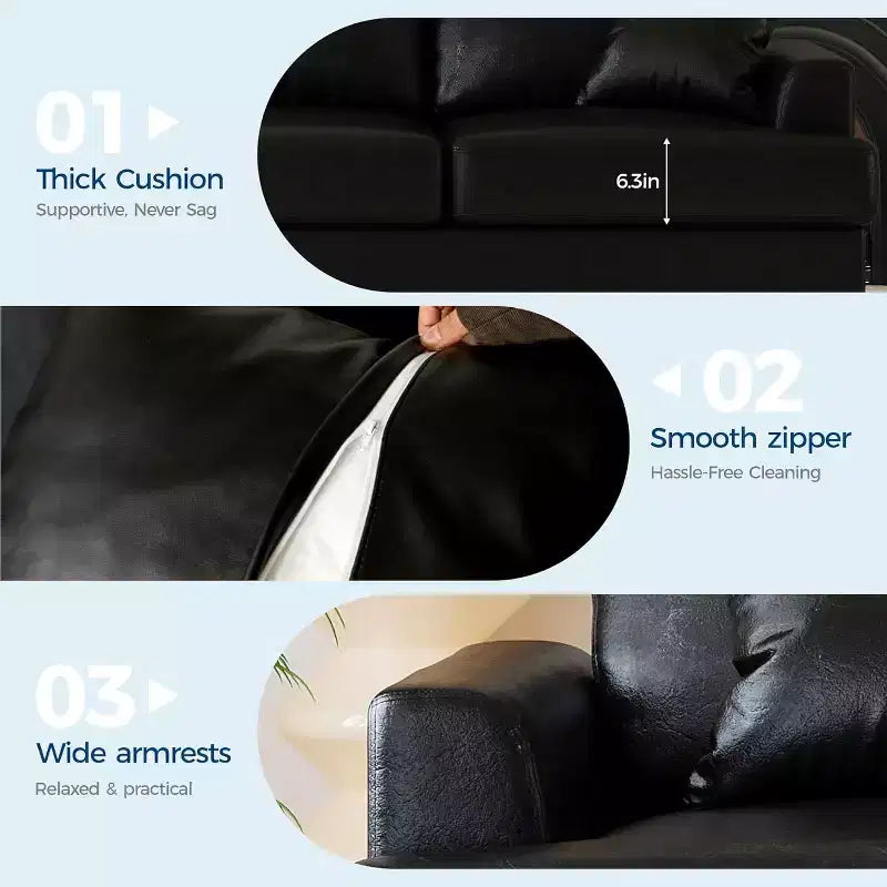 SunnyFurn Divano a Nuvola in Peluche da 218 cm, 3 Posti con Sedute Profonde, 2 Cuscini Rimovibili per Lo Schienale e Cuscini Decorativi per Soggiorno/Camera da Letto/Appartamenti