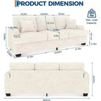 SunnyFurn Divano a Nuvola in Peluche da 218 cm, 3 Posti con Sedute Profonde, 2 Cuscini Rimovibili per Lo Schienale e Cuscini Decorativi per Soggiorno/Camera da Letto/Appartamenti