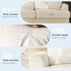 SunnyFurn Divano a Nuvola in Peluche da 218 cm, 3 Posti con Sedute Profonde, 2 Cuscini Rimovibili per Lo Schienale e Cuscini Decorativi per Soggiorno/Camera da Letto/Appartamenti