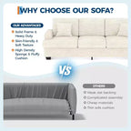 SunnyFurn Divano a Nuvola in Peluche da 218 cm, 3 Posti con Sedute Profonde, 2 Cuscini Rimovibili per Lo Schienale e Cuscini Decorativi per Soggiorno/Camera da Letto/Appartamenti