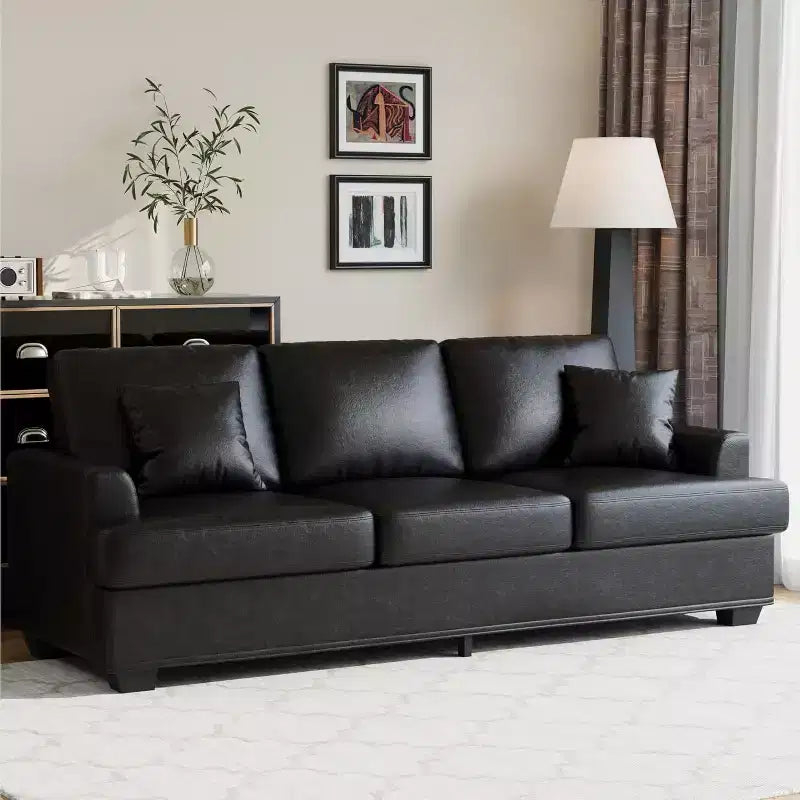 SunnyFurn 86 Plush Cloud Sofa, 3-Seater with Deep Seats, 2 Removable Back Cushions & Throw Pillows for Living Room/Bedroom/Apartments
