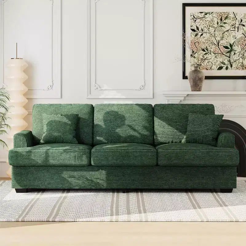 SunnyFurn 86 Plush Cloud Sofa, 3-Seater with Deep Seats, 2 Removable Back Cushions & Throw Pillows for Living Room/Bedroom/Apartments