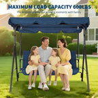 LinTimes Porch Swing with Stand and Adjustable Canopy, 600lb Capacity, Powder-Coated Metal Frame, Water-Resistant Fabric for Patio, Backyard