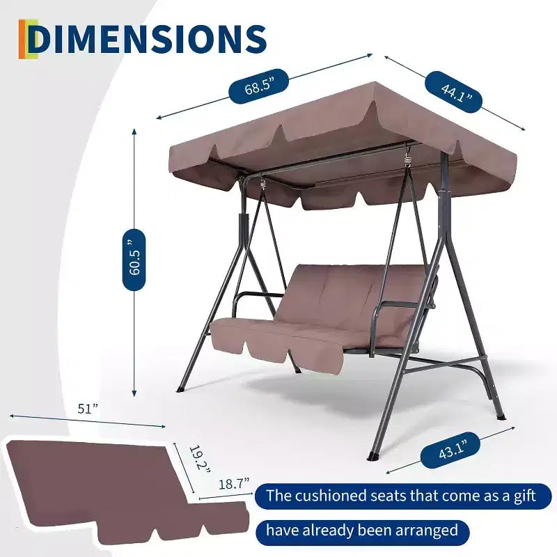 LinTimes Porch Swing with Stand and Adjustable Canopy, 600lb Capacity, Powder-Coated Metal Frame, Water-Resistant Fabric for Patio, Backyard
