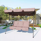 LinTimes Porch Swing with Stand and Adjustable Canopy, 600lb Capacity, Powder-Coated Metal Frame, Water-Resistant Fabric for Patio, Backyard