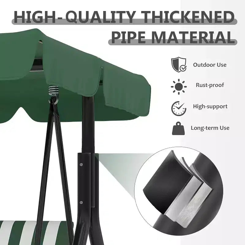 LinTimes Porch Swing with Stand and Adjustable Canopy, 600lb Capacity, Powder-Coated Metal Frame, Water-Resistant Fabric for Patio, Backyard