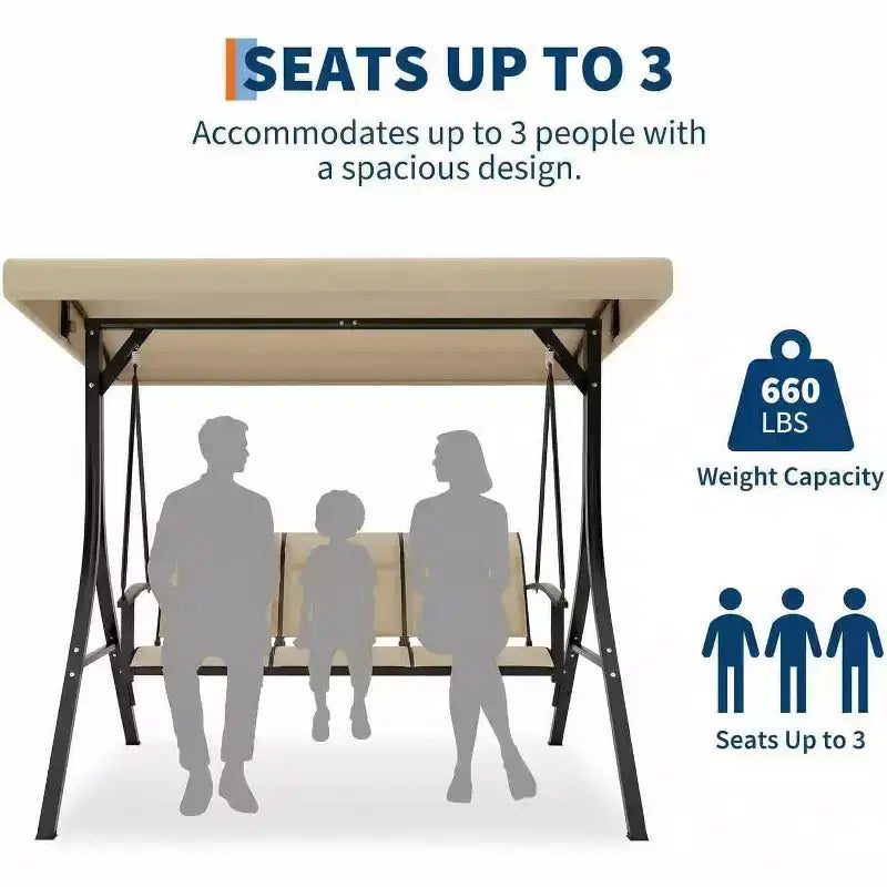 LinTimes Porch Swing with Stand and Adjustable Canopy, 600lb Capacity, Powder-Coated Metal Frame, Water-Resistant Fabric for Patio, Backyard