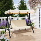 LinTimes Porch Swing with Stand and Adjustable Canopy, 600lb Capacity, Powder-Coated Metal Frame, Water-Resistant Fabric for Patio, Backyard