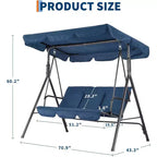 LinTimes Porch Swing with Stand and Adjustable Canopy, 600lb Capacity, Powder-Coated Metal Frame, Water-Resistant Fabric for Patio, Backyard