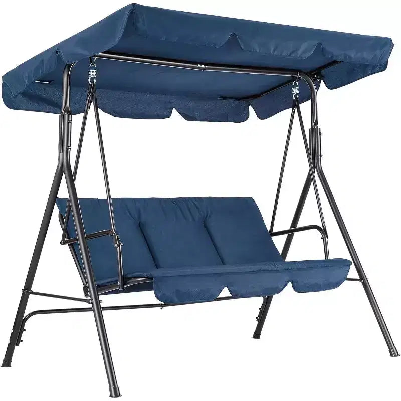 Dondolo da portico LinTimes con supporto e tettuccio regolabile, capacità 270 kg, telaio in metallo verniciato a polvere, tessuto resistente all'acqua per patio, giardino