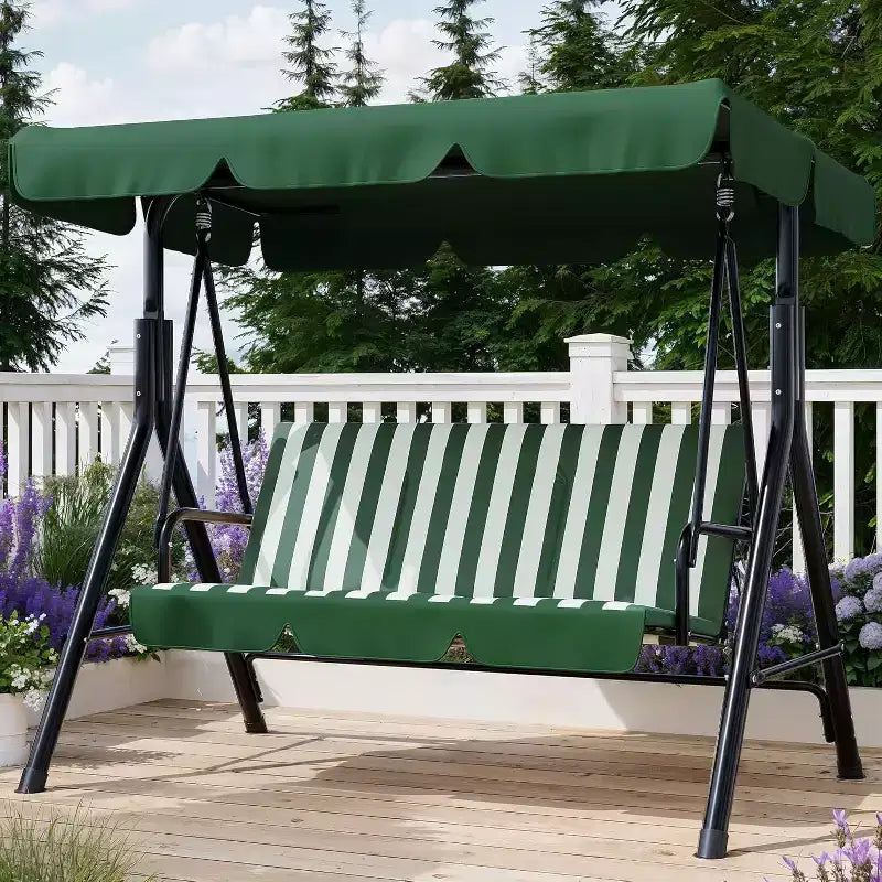 Dondolo da portico LinTimes con supporto e tettuccio regolabile, capacità 270 kg, telaio in metallo verniciato a polvere, tessuto resistente all'acqua per patio, giardino