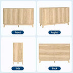 LinTimes 55 Fluted Sideboard Cabinet with Adjustable Shelves, Modern Storage for Living Room, Kitchen, Entryway