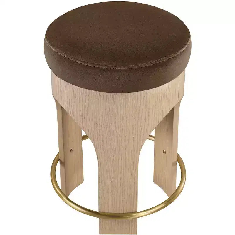 Meridian Furniture Bocceli Natural Finish Velvet Upholstered Counter Stool