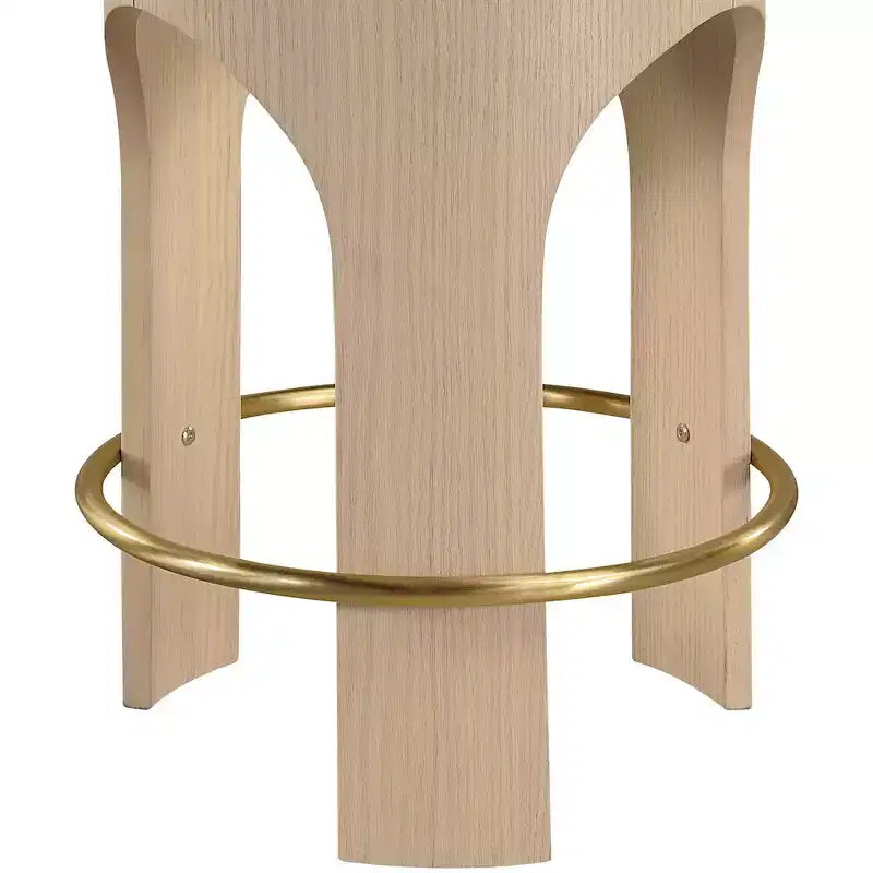 Meridian Furniture Bocceli Natural Finish Velvet Upholstered Counter Stool