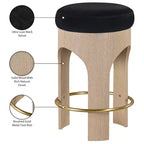 Meridian Furniture Bocceli Natural Finish Velvet Upholstered Counter Stool