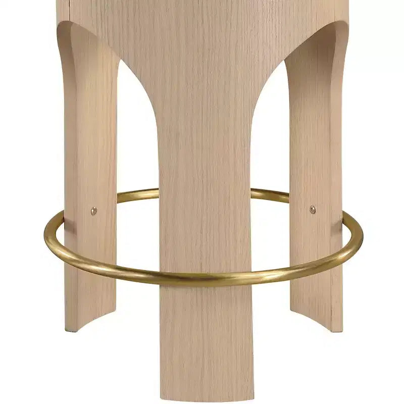 Meridian Furniture Bocceli Natural Finish Velvet Upholstered Counter Stool