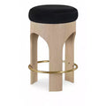 Meridian Furniture Bocceli Natural Finish Velvet Upholstered Counter Stool