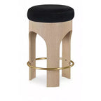 Meridian Furniture Bocceli Natural Finish Velvet Upholstered Counter Stool