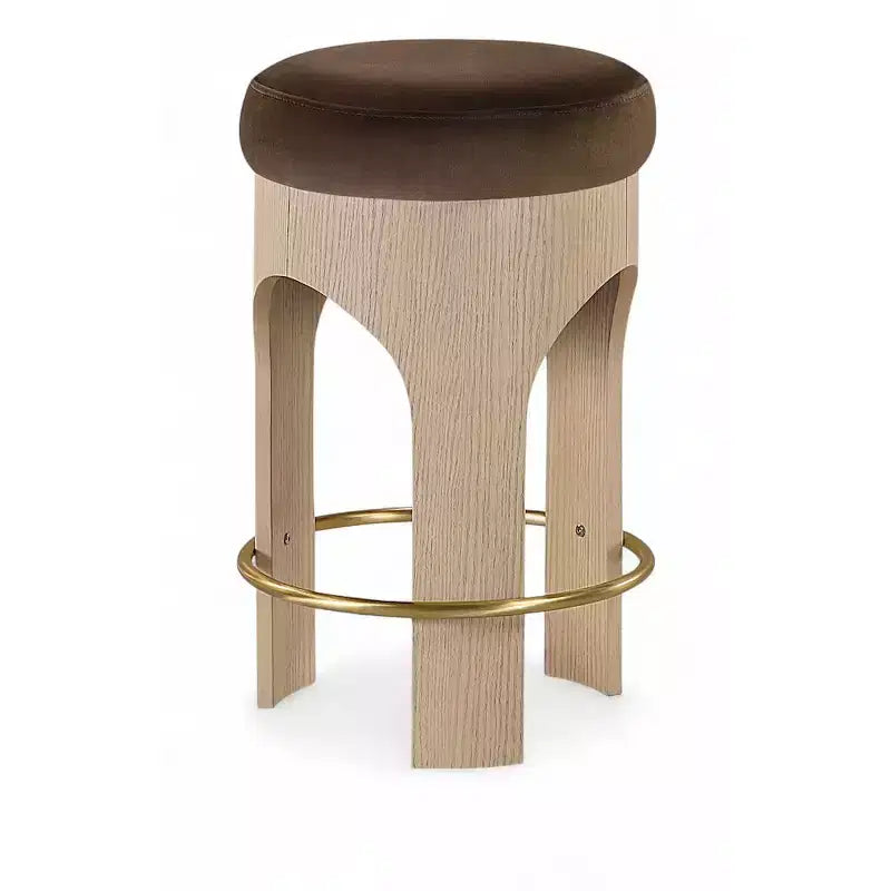 Sgabello da bancone Meridian Furniture Bocceli, rivestito in velluto e con finitura naturale