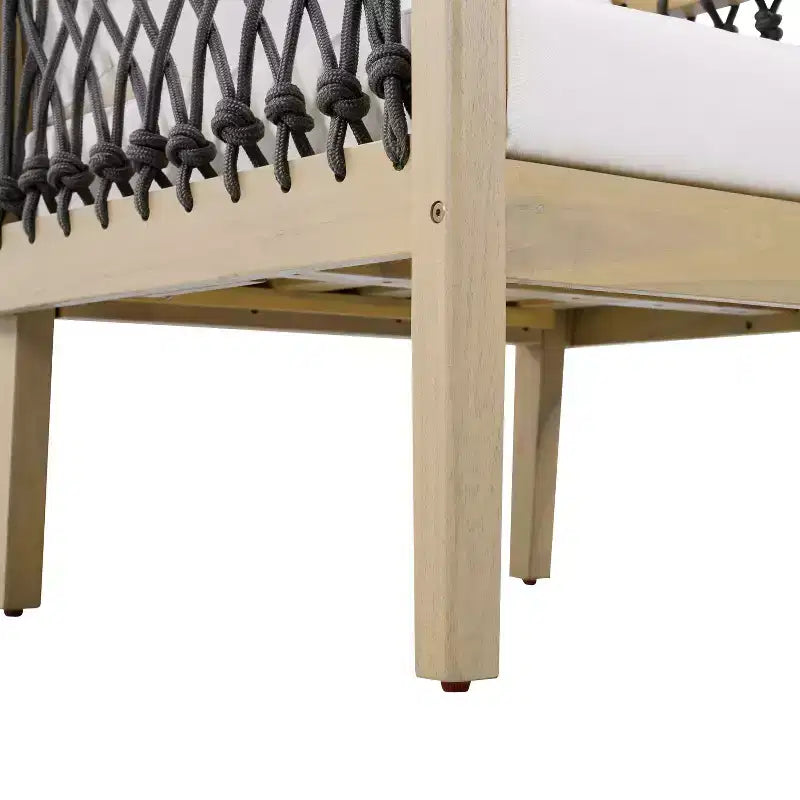 ModernLuxe Poltrona da esterni in corda per patio, sedia da club per esterni, sedia da pranzo, poltrona singola, poltrona con cuscino morbido e telaio resistente alle intemperie