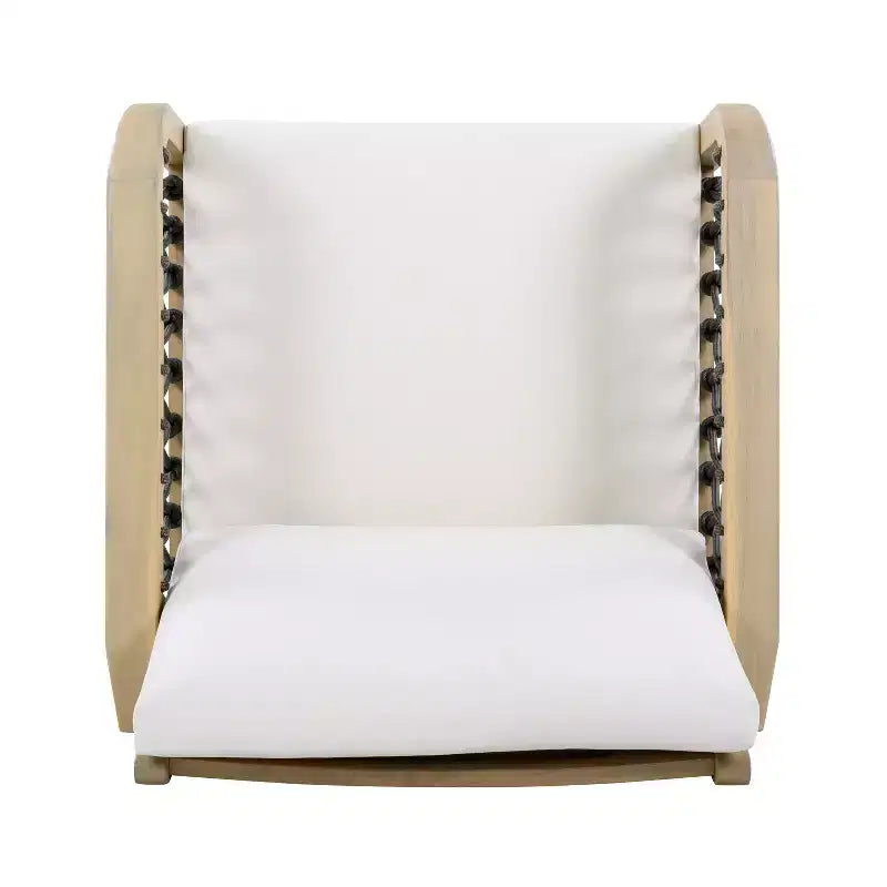 ModernLuxe Poltrona da esterni in corda per patio, sedia da club per esterni, sedia da pranzo, poltrona singola, poltrona con cuscino morbido e telaio resistente alle intemperie