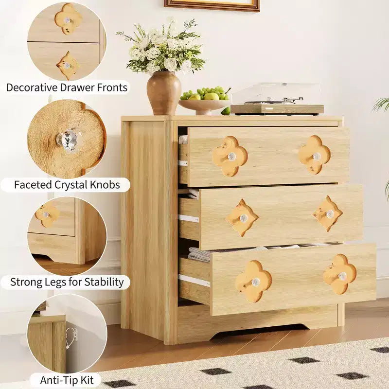 Cassettiera boho in rattan, cassettiera alta in legno a 5 cassetti per camera da letto, armadio, cameretta, soggiorno, finitura naturale