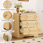Cassettiera boho in rattan, cassettiera alta in legno a 5 cassetti per camera da letto, armadio, cameretta, soggiorno, finitura naturale