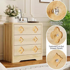 Cassettiera boho in rattan, cassettiera alta in legno a 5 cassetti per camera da letto, armadio, cameretta, soggiorno, finitura naturale