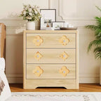 Cassettiera boho in rattan, cassettiera alta in legno a 5 cassetti per camera da letto, armadio, cameretta, soggiorno, finitura naturale