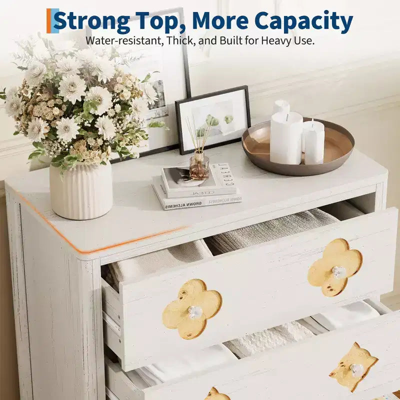 Cassettiera boho in rattan, cassettiera alta in legno a 5 cassetti per camera da letto, armadio, cameretta, soggiorno, finitura naturale