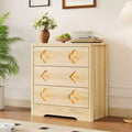 Cassettiera boho in rattan, cassettiera alta in legno a 5 cassetti per camera da letto, armadio, cameretta, soggiorno, finitura naturale
