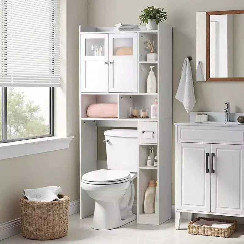 White Toilet Cabinet Rack