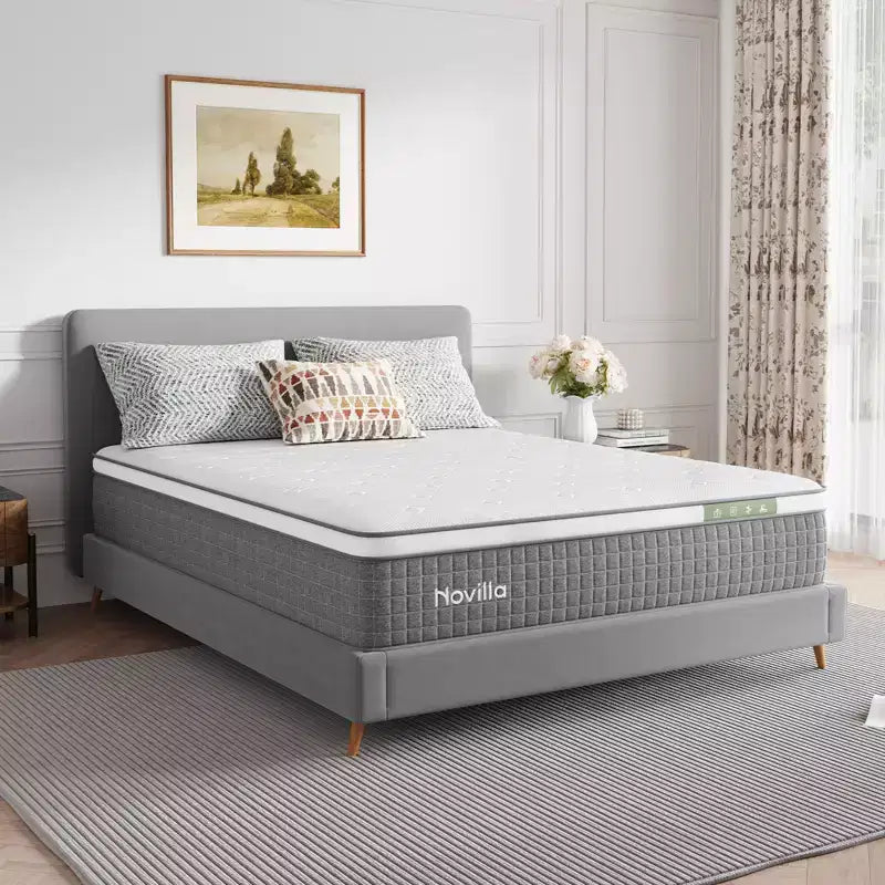 Novilla 10/12/14 inch Cooling Gel Memory Foam Hybrid Mattress, In a Box Medium Firm for Pressure Relief
