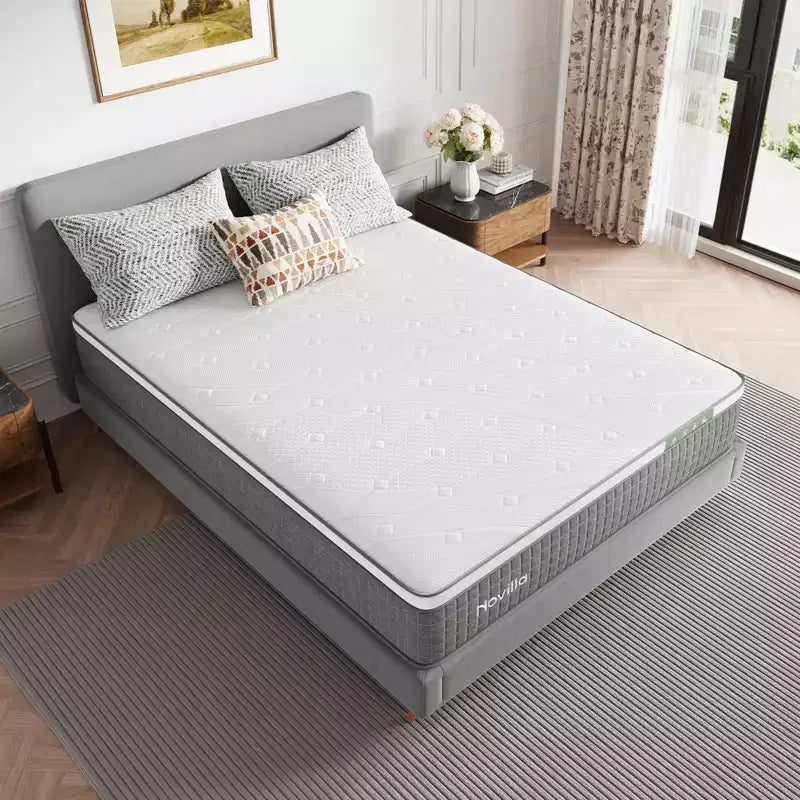 Novilla 10/12/14 inch Cooling Gel Memory Foam Hybrid Mattress, In a Box Medium Firm for Pressure Relief