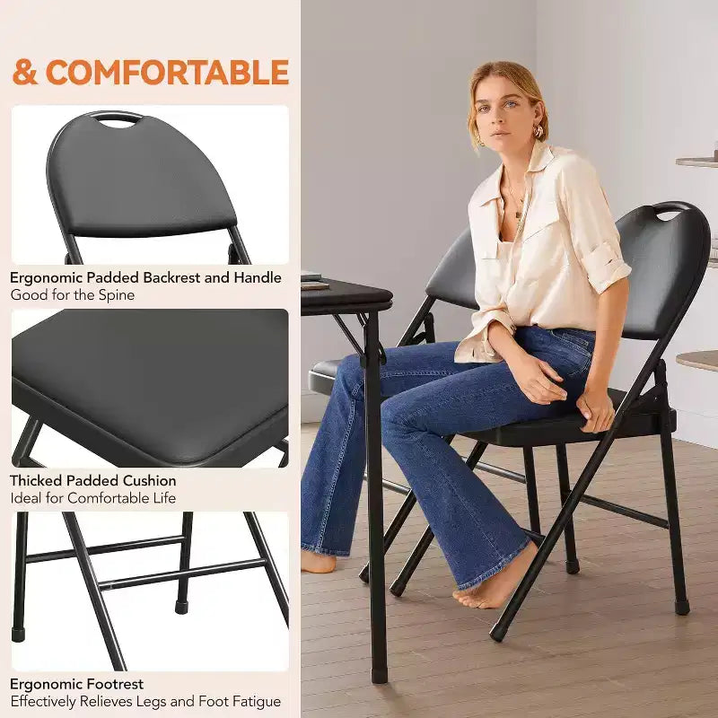 Set di 4 sedie pieghevoli GustoWave per interni ed esterni, sala, ristorante, patio