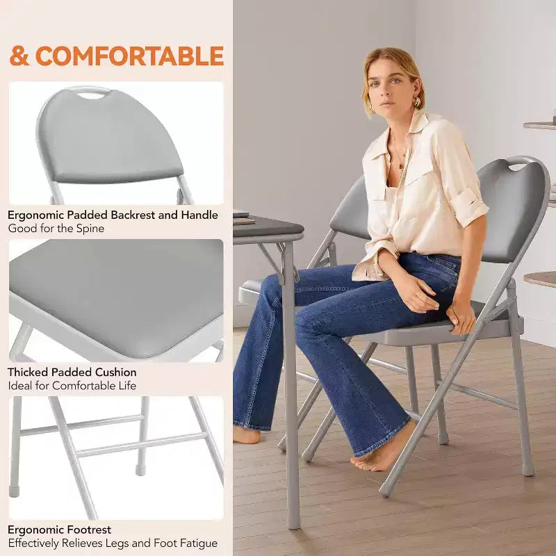 Set di 4 sedie pieghevoli GustoWave per interni ed esterni, sala, ristorante, patio