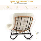 GustoWave Cozy Papasan Rocking Sofa Chair with Extendable Footrest for Porch, Lawn, Bedroom and Living Room