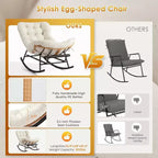 GustoWave Cozy Papasan Rocking Sofa Chair with Extendable Footrest for Porch, Lawn, Bedroom and Living Room