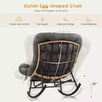 GustoWave Cozy Papasan Rocking Sofa Chair with Extendable Footrest for Porch, Lawn, Bedroom and Living Room
