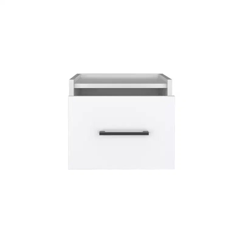 HomeRoots 10 White Wood One Drawer Floating Nightstand