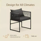 Set di 2 sedie in Rattan, sedie da pranzo durevoli da esterno con cuscino, set di mobili da esterno, ideali per patio, giardino, balcone