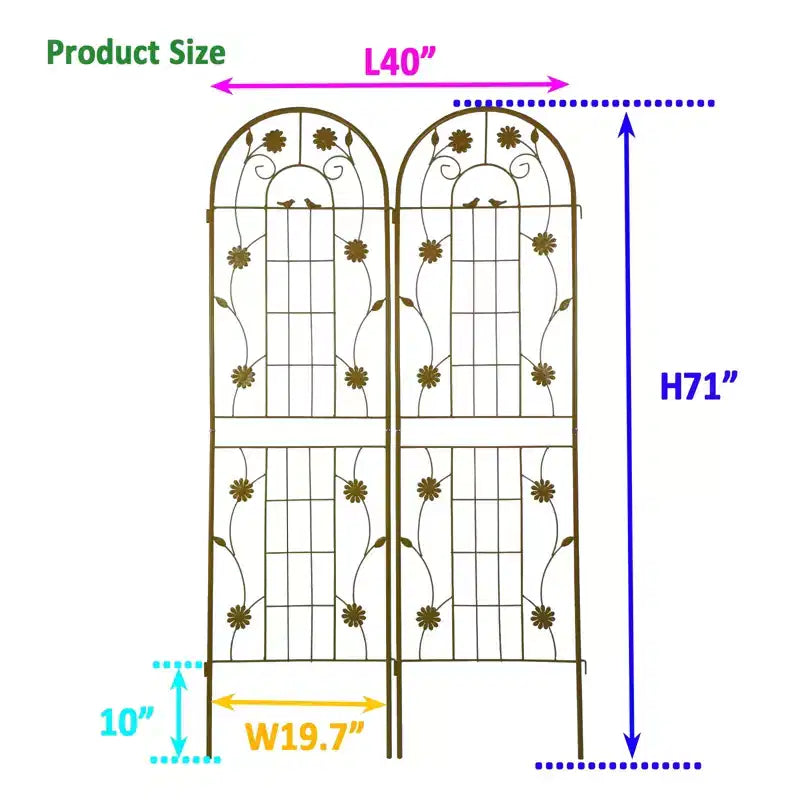 MAYEERTY 2 Pack 71 x 19.7 Black Rustproof Metal Garden Trellis for Climbing Plants