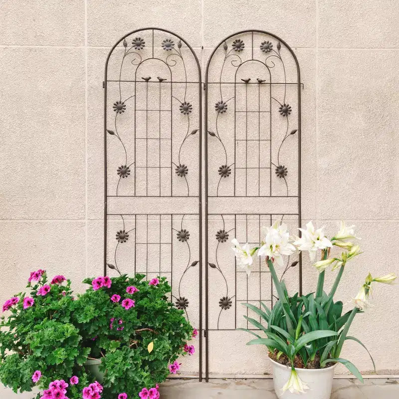 MAYEERTY 2 Pack 71 x 19.7 Black Rustproof Metal Garden Trellis for Climbing Plants