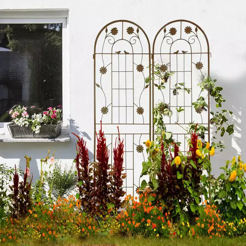 MAYEERTY Confezione da 2 graticci da giardino in metallo nero antiruggine 71 x 19,7 per piante rampicanti